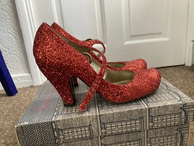 £10 • Buy Red Or Dead Shirley Red Glitter Shoes Size 6/39