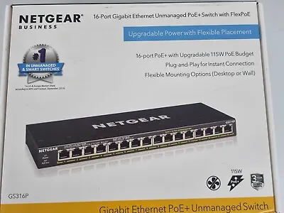 NEW NETGEAR GS316P 16 PORT POE SWITCH FREE DELIVERY (Inc VAT) • £160