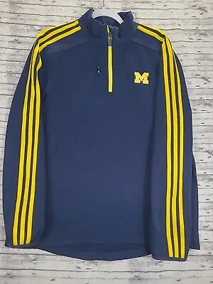 University Of Michigan Adidas 1/4 Zip Pullover Light Weight Sweatshirt Mens Sz L • $19.99