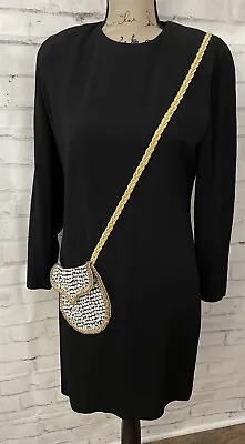 James Hogan Vintage Sz 6 Black Statement Evening Party Dress Beaded Purse Rare • $99.42