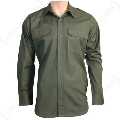 Military Style Army Olive Green 100% Cotton Ripstop Field Shirt • £29.95