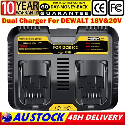 Rapid Dual Charger For DeWalt DCB184 18V Li-ion Battery For DCB200 For DCB182 AU • $51.99