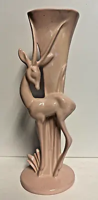 Vintage Royal Haeger Antelope Gazelle Vase Pink 12  Mid Century 1950's Art Deco • $52.95