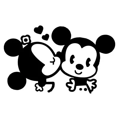 6  RETRO MICKEY & MINNIE Vinyl Decal Sticker Car Window Laptop Disney Mouse Kiss • £3.69