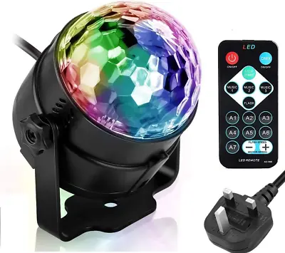 £14.99 • Buy Sound Activated Rotating Disco Party Ball LED Stage Lights, Remote Control