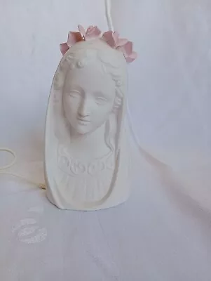 Light Up Virgin Mary Pink Rose Crown Night Lamp Porcelain Madonna *read* • $12