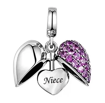 Niece Charm Genuine 925 Sterling Silver Love Heart I Love You 💖 • £16.95