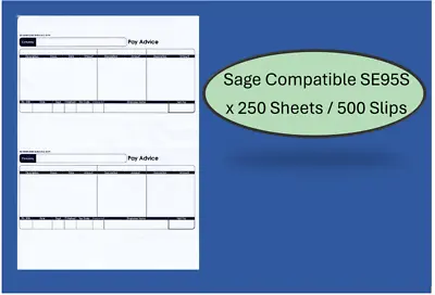 Sage (SE95S) Compatible 1-Part Laser Pay Advice Forms Pack 250 Sheets/ 500 Slips • £33.98