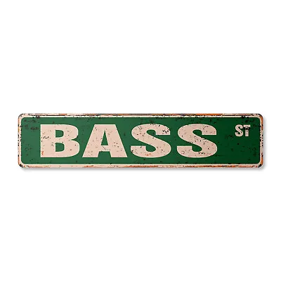 BASS Vintage Street Sign Metal Plastic Fish Fishing Boat Hook Funny • $30.99