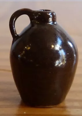 IGMA Artisan Jane Graber Miniature Stoneware Brown Drinking Jug: 1:12 Scale • $15.50