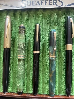  5a)  lot of 5 moore parker eversharp sheaffer fountain pens • $175