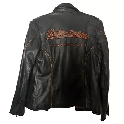 Harley Davidson L Vintage Fitted Leather Moto Jacket Small • $45