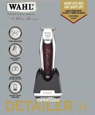 Wahl Professional 5 Star Series Cordless Detailer Li With Extra T-Wide Blade • $107.84