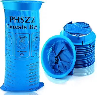 Leak Resistant Barf Bags Portable Blue Vomit Bag Medical Grade Disposable-15pk • $12.99