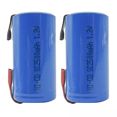 2PCS Sub C 2500mAh 1.2V Ni-CD Rechargeable Battery Tabs Power Tools RC Pack Blue • $7.19