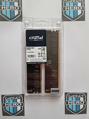 ☠️64GB DDR5 4800MHz Crucial (2x32GB) CL40 Desktop Memory RAM CT2K32G48C40U5 • £139.99