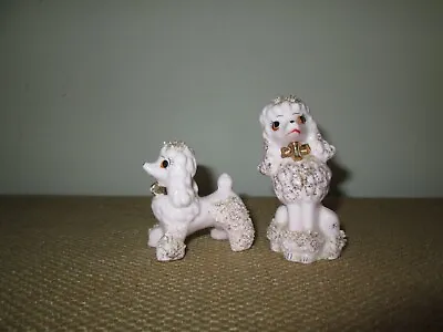 Pair Of 2 Small Vintage Light Pink Porcelain Spaghetti Poodle Figurines • $14