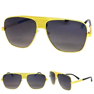 Oversized Classic Vintage Retro Hip Hop Style SUNGLASSES Large Square Gold Frame • $14.99