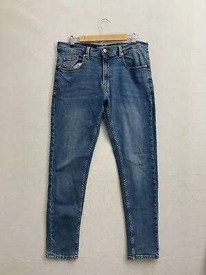 ZARA Jeans Mens 34 Skinny Fit Denim Pockets Blue High Rise • $17.99