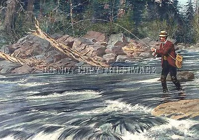 Antique 8x10 Repro A B Frost Photograph Print Showing Trout Fly Fishermen #3 • $11.99
