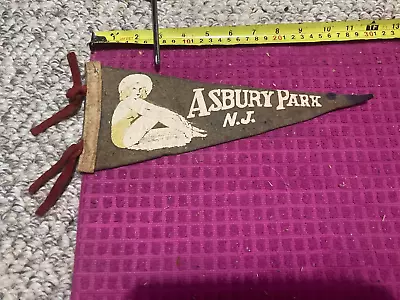 RARE Vintage New Jersey Asbury Park SOUVENIR Pennant BATHING BEAUTY -Ship Fast • $19.69