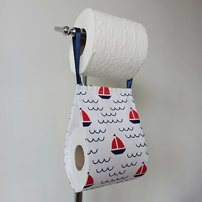 Nautical Bath Fabric Toilet Paper Holdertissue Dispenser Small RV Storage • £7.99