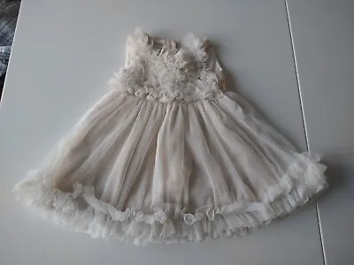 £11 • Buy Monsoon Tulle Flower Baby Girl Dress Ivory White Age 3-6 Months Occasion Wedding