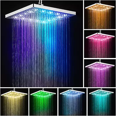 Shower Head Contemporary LED Color Changing Overhead Rainfall Shower Head Chrom • $39.87