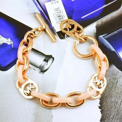 CLEARANCE!! NWDF Michael Kors Pink Toggle Link Chain Bracelet Rose Gold MKJ4328 • $39.99