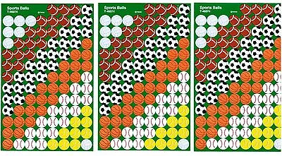 3 New Sheets MINI SPORTS BALLS Volleyball Football Tennis Scrapbook 300 Stickers • $5