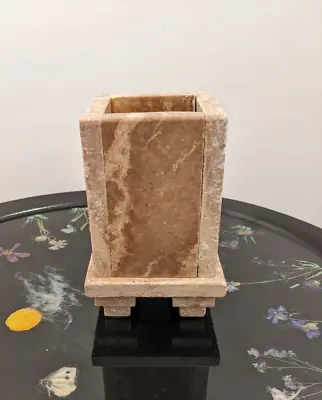 Travertine Marble Candle / Vase Holder 5 1/2 In Quality M& M Stone Creations • $25