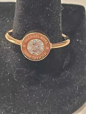 Michael Kors Rose Gold Tone Clear Crystal Rhinestone Logo Ring Size 9.25  • $26.97