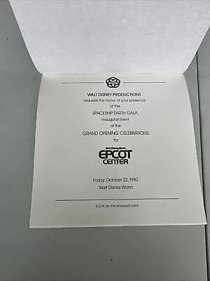 1982 Cast EPCOT WALT DISNEY WORLD GRAND OPENING Space Ship Earth Gala INVITE • $119