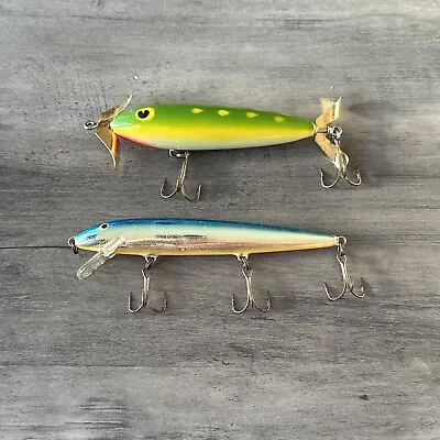 RARE VINTAGE RAPALA HUSKY FLOATING 13 FINLAND Trout FISHING LURE & Green Spinner • $16.99