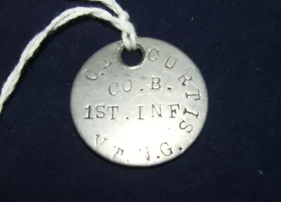 WWI Dog Tag Single  C. E. Curtis   Co. B. 1st Inf.  VT NG • $30