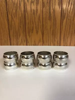 Vintage Silver Plated Solid Band Napkin Rings Set Of Eight - NEW • $29.95