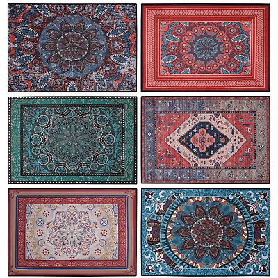 Traditional Oriental Area Rug W/Non-slip Rubber Crystal Velvet Carpet Mat Runner • $25.99