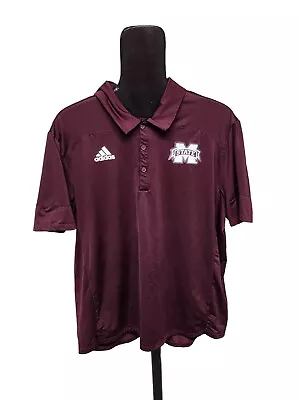 Adidas Mississippi State University Men's  Size XL Maroon White Polo Shirt • $24.99