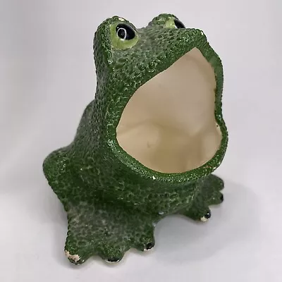 $29.99 • Buy Vintage 1979 Handmade Ceramic Croaking Frog Flower Pot VERY DETAILED Textured