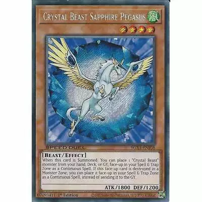Crystal Beast Sapphire Pegasus SGX1-ENF08 1st Ed Secret Rare : YuGiOh Speed Duel • £1.90