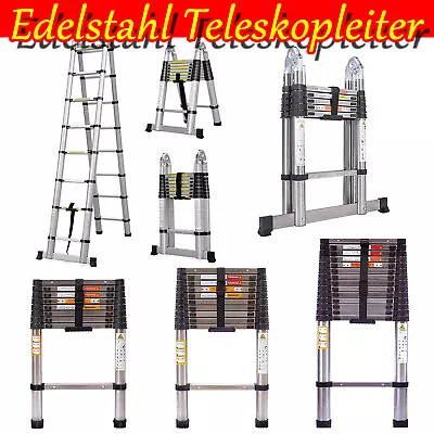 8-16FT Steel Telescoping Ladder Extension Ladders Retraction Collapsible Folding • $66.90