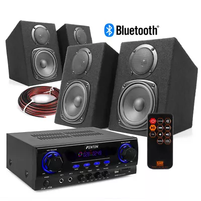 DMS40 HiFi Speaker Set And Stereo Amplifier Bluetooth MP3 Home Music System • £155