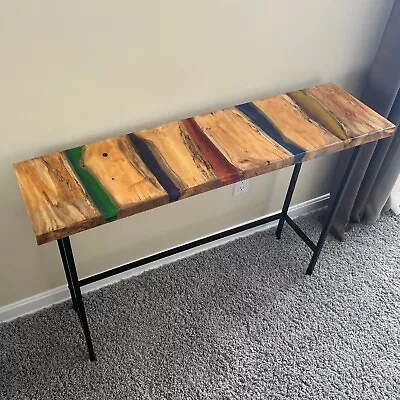 Console Table Entryway Table Epoxy Wood Side Table Handmade Epoxy Table • $460