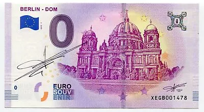 2019 BERLIN DOM 0 Euro Souvenir Banknote - Original Signature By Richard Faille • £53.88