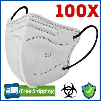 $9.95 • Buy 100Pc KN95 5D | N95 Disposable Face Mask Respirator Protective Masks 5 Layers A+