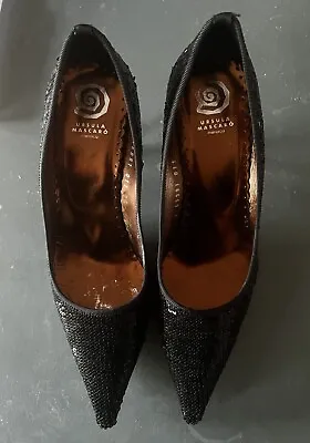 URSULA MASCARO BLACK SEQUIN  Shoes 37 / 38 Uk Size 5 • £21