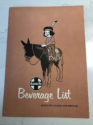 1971 Santa Fe Railroad Beverage List Menu Chico Santa Fe Lounge Car Service • $14.46