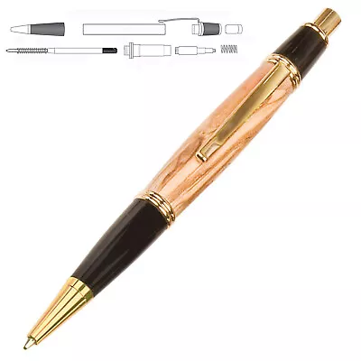 Gatsby Click Pen Kit Chrome 24 Kt Gold Or Bushings Wood Woodturning Fast Ship • $175.23