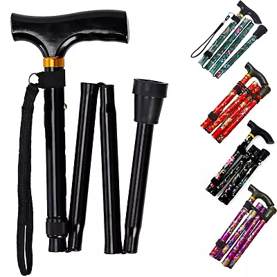 Walking Stick Easy Fold Adjustable Cane Lightweight Mobility Collapsible Sticks • £7.99