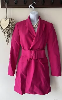 Zara Neon Pink Double Breasted Belted Blazer Size EUR XS • £35